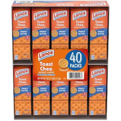 Lance Toasty Peanut Butter Mini Sandwich Crackers 40-Pack, Great for Afternoon Snack and School or Office Snack